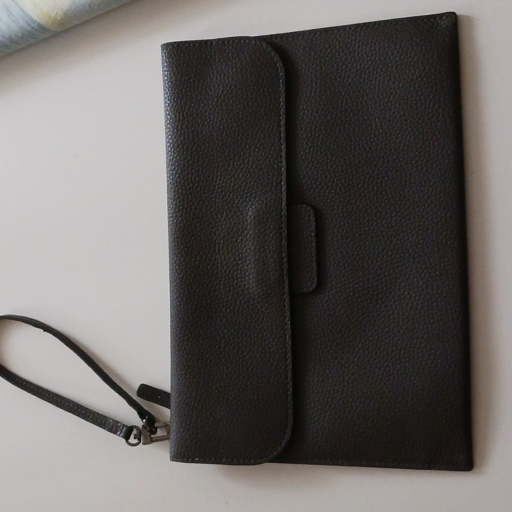TUMI gray leather wristlet 11" x 7.5" - Picture 3 of 10